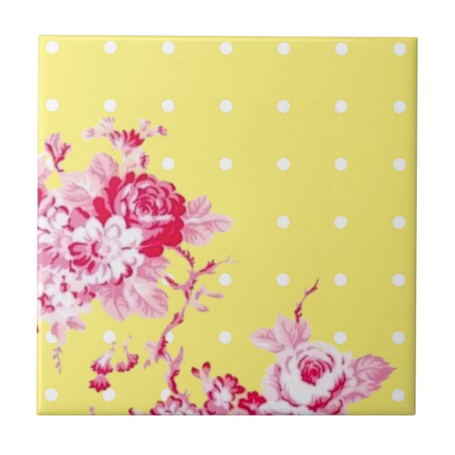 Rosa ros på Gulten Kakelplatta (Framsidan)