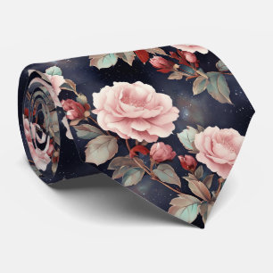 Rosa ros på Mörk Himmel Slips