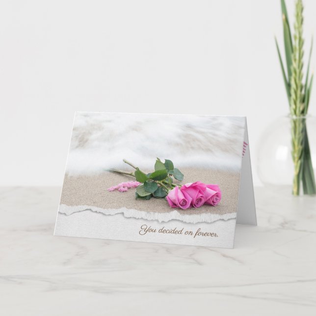 rosa ros på strandsand med torn kant gräns kort (Framsida)
