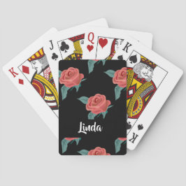Rosa ros på svart casinokort