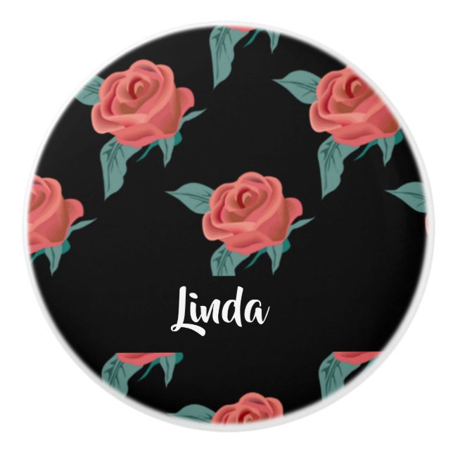 Rosa ros på svart knopp (Framsidan)