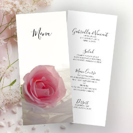Rosa ros på White Bröllop Menu Meny