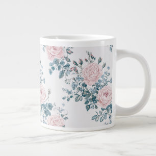 Rosa ros på White Jumbo Mugg