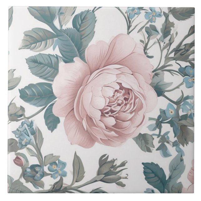 Rosa ros på White Kakelplatta (Framsidan)