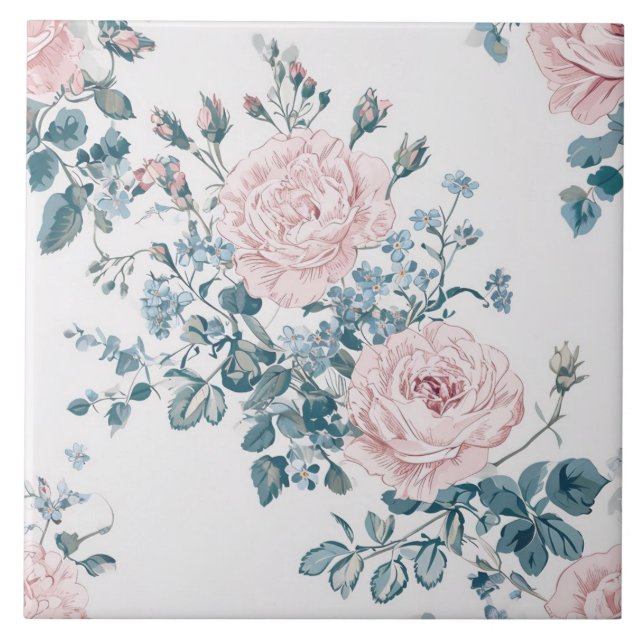 Rosa ros på White Kakelplatta (Framsidan)