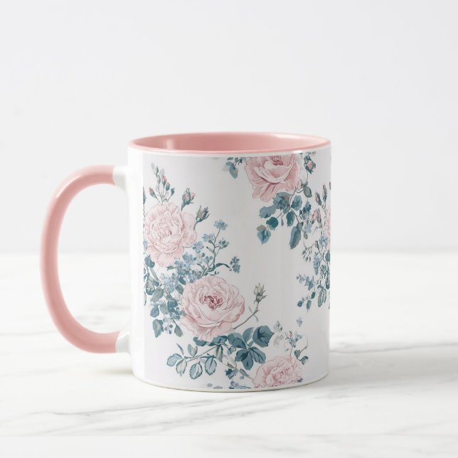 Rosa ros på White Mugg (Vänster)