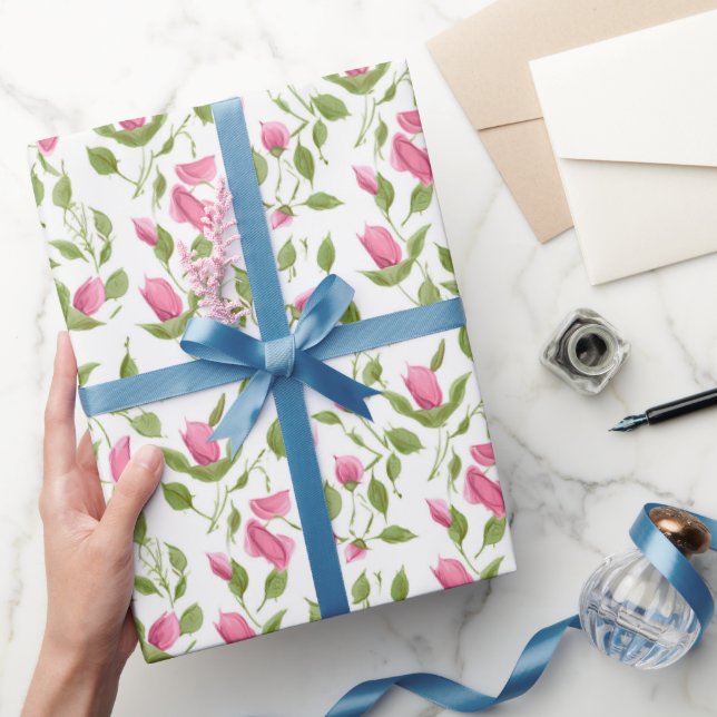 Rosa ros på White Presentpapper (Gifting)