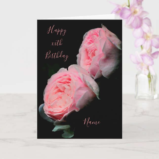 Rosa ros Pair Personlig Birthday Kort (Orkide)