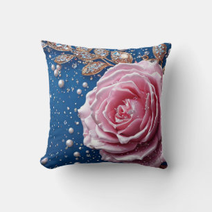 🌸 Rosa Ros Pärl Kristall Design För Hemmet Dekor  Kudde