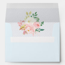 Rosa ros Pastel Blue Blommigt OSA Adress Bröllop
