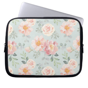 Rosa ros Pastel Garden Mönster Laptop Fodral