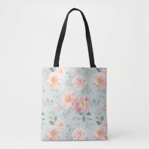 Rosa ros Pastel Garden Mönster Tygkasse