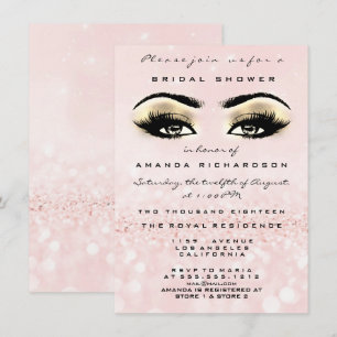 Rosa ros Pastel Öga Glitter Möhippa Inbjudningar