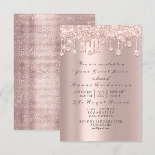 Rosa ros Pastel Powder Spark Glitter Drift Crystal Inbjudningar