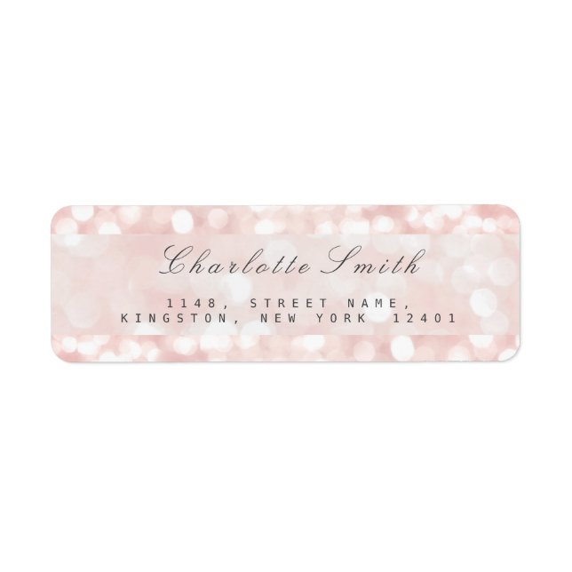 Rosa ros Pastel Sparkly Returetiketter Returadress Etikett (Framsidan)
