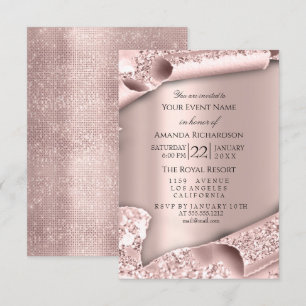 Rosa Ros Pastell Puder Gnistrande Glitter Ros PINK Inbjudningar