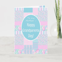 Rosa ros Patchwork Grandföräldrar Day Card, Mor