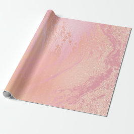 Rosa ros Peach  Molten Marble Glass Abstrakt Presentpapper