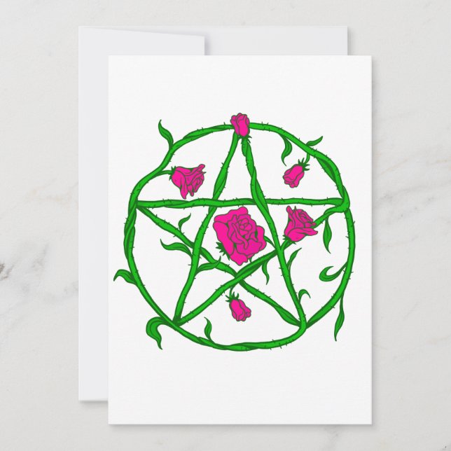 rosa ros pentagram inbjudningar (Framsida)