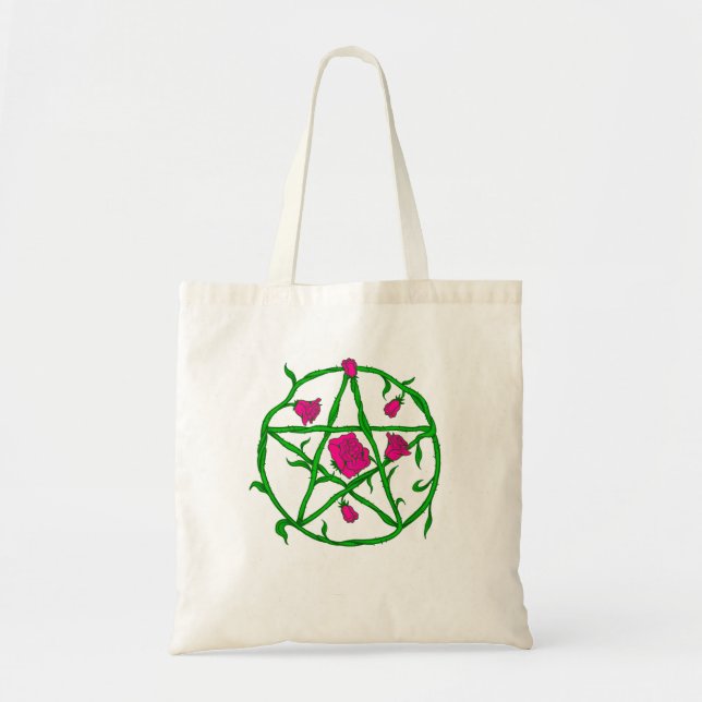 rosa ros pentagram tygkasse (Framsidan)