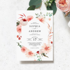 Rosa ros & Peonies Bohemian Bröllop Inbjudningar