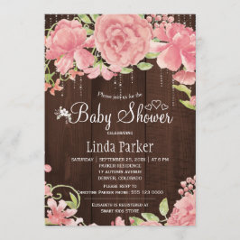 rosa ros peonies twinkle ljus babydusch inbjudningar