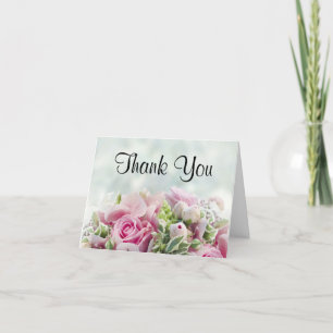 Rosa ros & Peony Buds Elegant Simple Tack C Kort