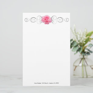 Rosa ros Personlig Stationery Brevpapper