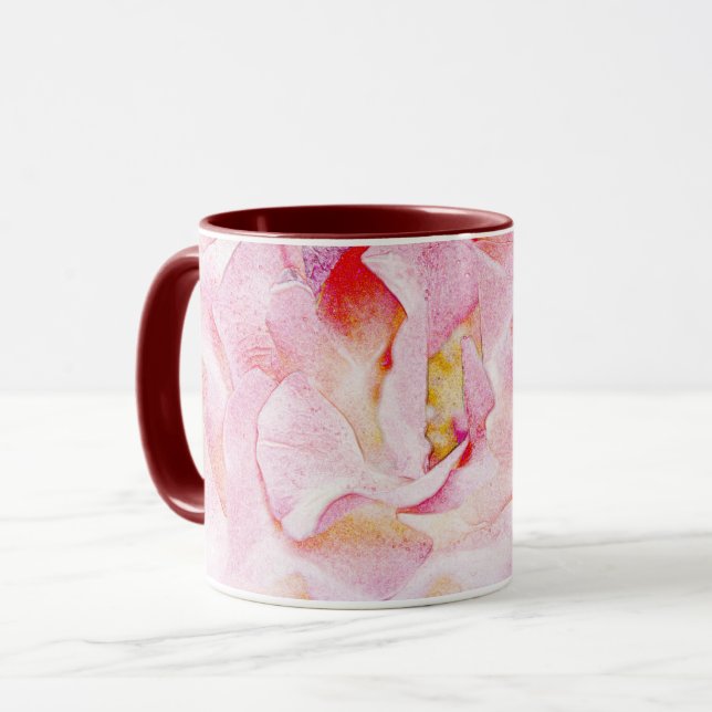 Rosa ros Petals Art Mugg Kopp (Framsida vänster)