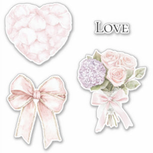 Rosa ros Petals Heart Klistermärken