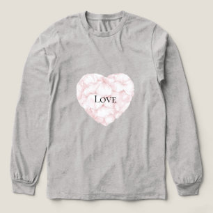 Rosa ros Petals Heart T Shirt