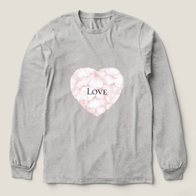  Rosa ros Petals Heart T Shirt (Design framsida)