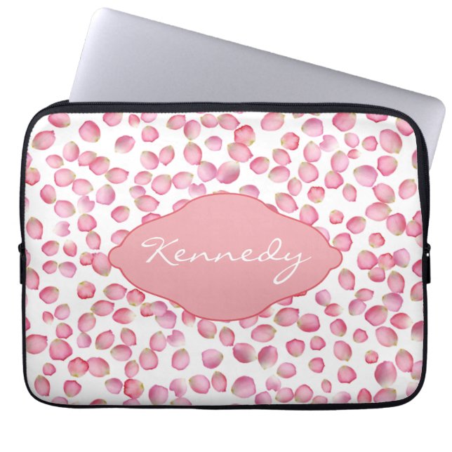 Rosa ros petals laptop sleeve (Framsidan)