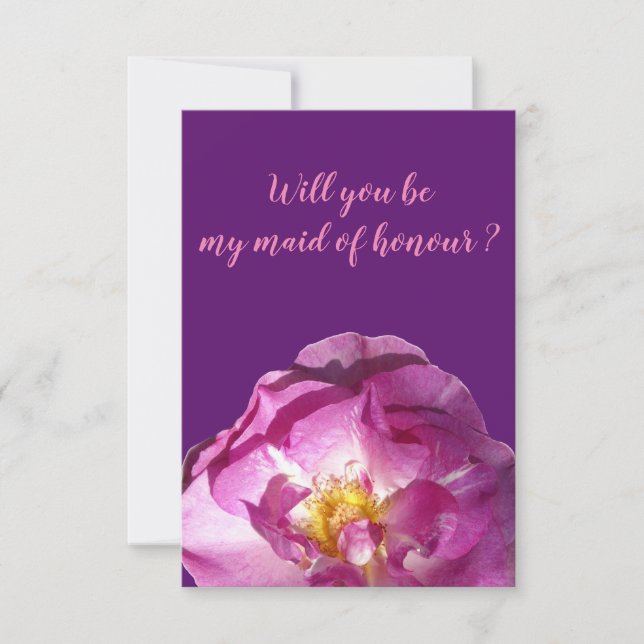 Rosa ros Photo, blir du min maid of honor? Inbjudningar (Framsida)