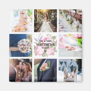 Rosa ros Photo Collage Magnet Wedding Favor