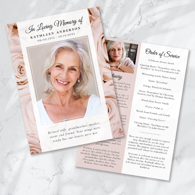 Rosa ros Photo Memorial Service Program (Skapare uppladdad)