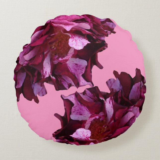 Rosa ros Photo Round Cunde Cushion Rund Kudde (Framsidan)
