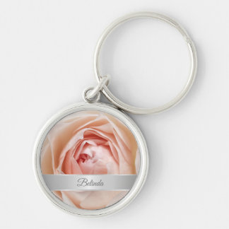 Rosa ros Photo Silver Rund Silverfärgad Nyckelring