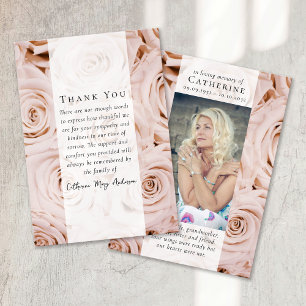 Rosa ros Photo Sympathy Funeral Memorial Tack Kort