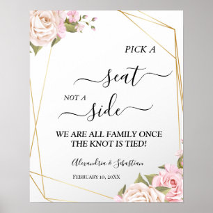 Rosa ros Plocka ett säte som inte är ett sidotecke Poster