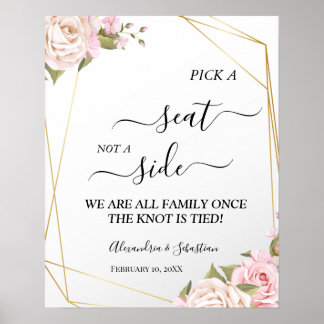 Rosa ros Plocka ett säte som inte är ett sidotecke Poster