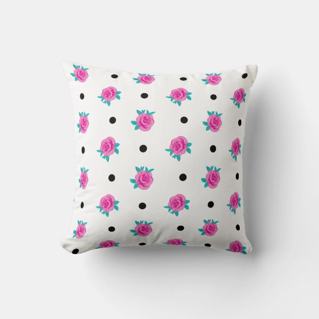 Rosa ros & Polka dots - Stollig med hemmaplan Kudde (Framsida)
