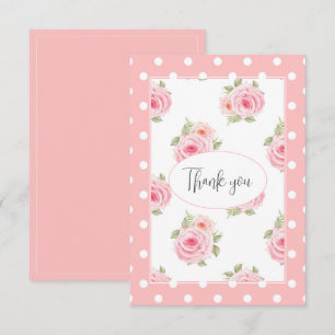Rosa ros Polkadot Watercolor Tack Kort