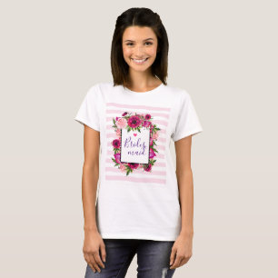Rosa ros & Poppy Blommigt Bouquet Bridesmaid T Shirt