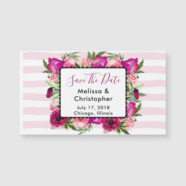 Rosa ros & Poppy Blommigt Bouquet Bröllop Date (Framsida)