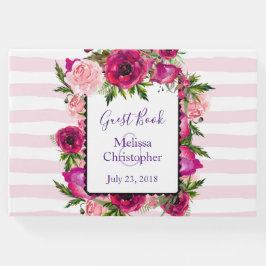 Rosa ros & Poppy Blommigt Bouquet Bröllop Gästböcker