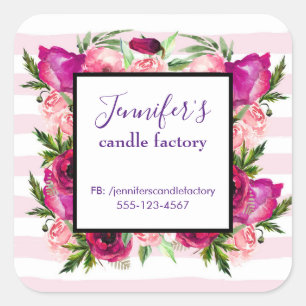 Rosa ros & Poppy Blommigt Bouquet Business Website Fyrkantigt Klistermärke