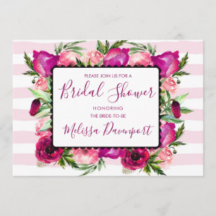 Rosa ros & Poppy Blommigt Bouquet Möhippa Inbjudningar
