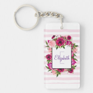 Rosa ros & Poppy Blommigt Bouquet Monogram