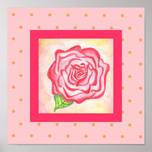 Rosa ros Poster bildutskrift